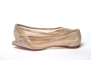 Christian Louboutin Flat Shoes Silver / EU35/US4.5 Silver Flat Point Toe Crystals Shoe