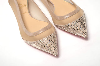 Christian Louboutin Flat Shoes Silver / EU35/US4.5 Silver Flat Point Toe Crystals Shoe