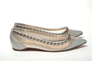Christian Louboutin Flat Shoes Silver Flat Point Toe Shoe