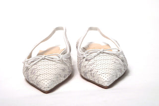 Christian Louboutin Flat Shoes White / EU35/US4.5 White Perforated Printed Flat Point Toe Shoe