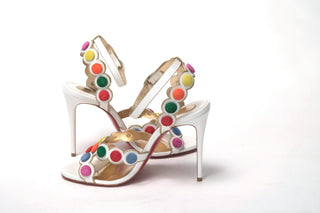 Christian Louboutin Sandals White Multicolor Spot Design High Heels Shoes Sandal