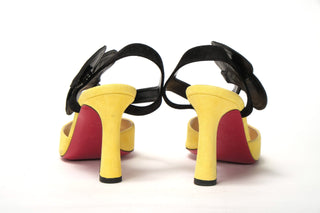 Christian Louboutin Sandals Yellow / EU35/US4.5 Yellow Black Peep Toe Flower Sandal