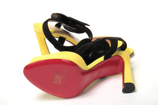 Christian Louboutin Sandals Yellow / EU35/US4.5 Yellow Black Peep Toe Flower Sandal