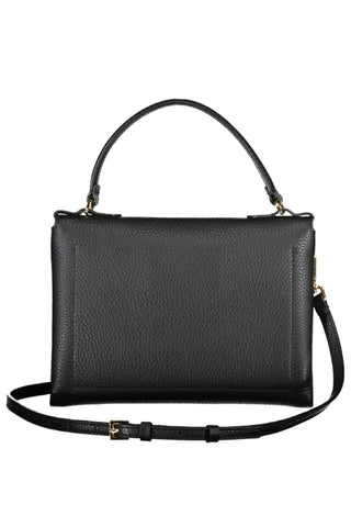 Chic Black Leather Handbag With Twist Lock