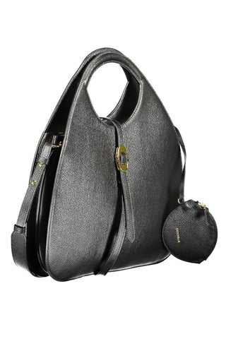 Elegant Black Leather Handbag With Removable Strap