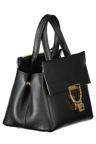 Chic Black Leather Handbag With Versatile Straps