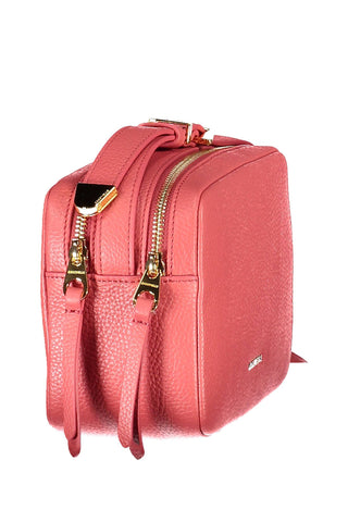 Elegant Pink Leather Shoulder Bag With Logo