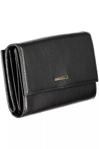 Elegant Dual-part Leather Wallet In Classic Black