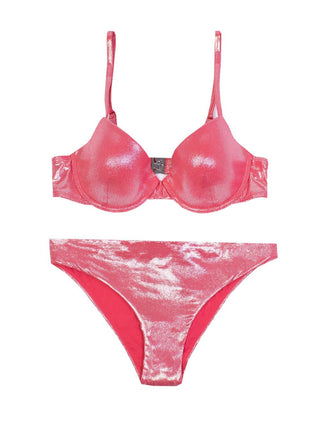 Pink Lurex Underwire Triangle Bikini