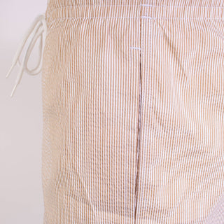 Elegant Beige Striped Swim Shorts