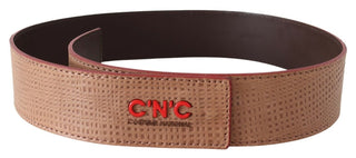 Costume National Accessories Beige / 85 cm / 34 Inches / Material: Leather White Leather Logo Fashion Waist Belt