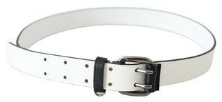 Costume National Accessories White / 90 cm / 36 Inches / Material: Leather White Genuine Leather Silver Buckle Waist Belt