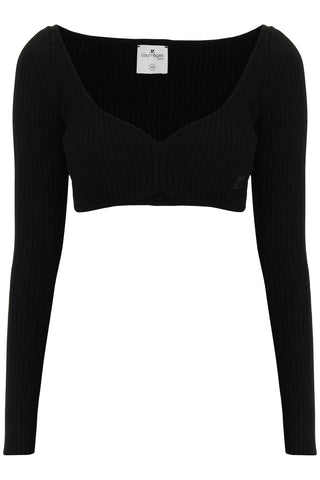 Courreges Earrings Black / s ribbed cropped sweater