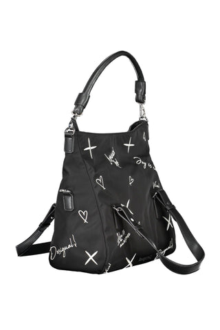 Elegant Embroidered Black Handbag With Versatile Straps