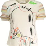 Chic Desigual Printed White Tee With Contrasting Accents