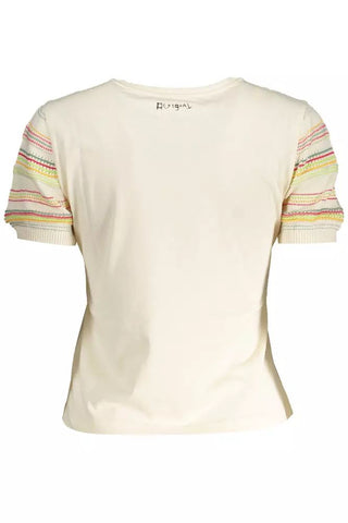 Chic Desigual Printed White Tee With Contrasting Accents