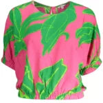 Chic Pink Viscose Blouse With Contrasting Details