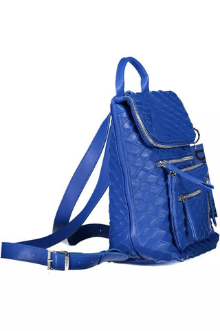 Chic Blue Urban Backpack With Contrasting Details
