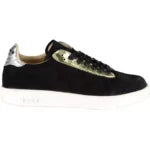Elegant Black Leather Sneakers With Contrasting Details