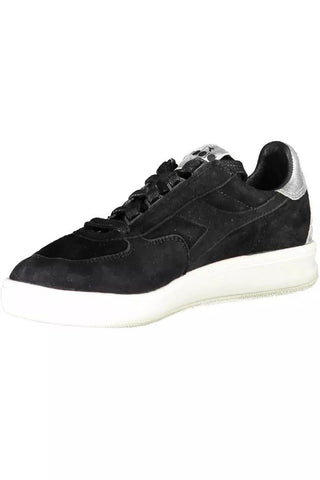 Elegant Black Leather Sneakers With Lace Details