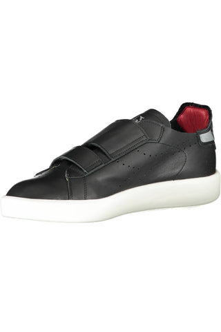 Sleek Black Leather Sneakers With Contrast Details