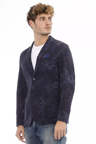Distretto12 Blazers Sleek Blue Cotton Blend Fabric Jacket