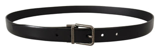 Dolce & Gabbana Accessories Black / 95 cm / 38 Inches / Material: Leather Sleek Black Leather Belt with Metallic Buckle