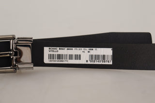 Dolce & Gabbana Accessories Black / 95 cm / 38 Inches / Material: Leather Sleek Black Leather Belt with Metallic Buckle