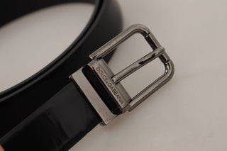 Dolce & Gabbana Accessories Black / 95 cm / 38 Inches / Material: Leather Sleek Black Leather Belt with Metallic Buckle