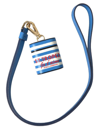 Dolce & Gabbana Accessories Blue Chic Striped Leather Airpods Case