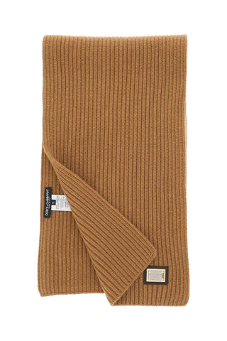 Dolce & Gabbana Accessories Brown / os ribbed cashmere scarf