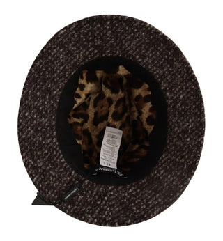 Dolce & Gabbana Accessories Elegant Gray Tweed Wide Brim Hat