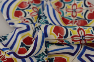 Dolce & Gabbana Accessories Multicolor Multicolor Majolica Men Neck Wrap Shawl Scarf
