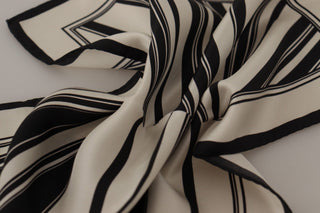 Dolce & Gabbana Accessories White White Stripes DG Logo Square Handkerchief Scarf