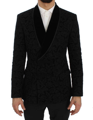 Dolce & Gabbana Blazers Black / IT46 | S / Material: 54% Cotton, 33% Rayon, 11 Polyester, 2% Silk Elegant Slim Fit Black Silk-Blend Blazer