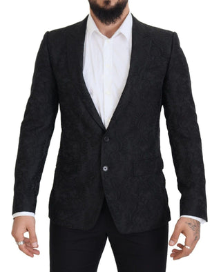 Dolce & Gabbana Blazers Black / IT48 | M / Material: 57% Acetate, 40% Polyester, 3% Nylon Elegant Slim Fit Peak Lapel Blazer