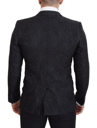 Dolce & Gabbana Blazers Black / IT48 | M / Material: 57% Acetate, 40% Polyester, 3% Nylon Elegant Slim Fit Peak Lapel Blazer