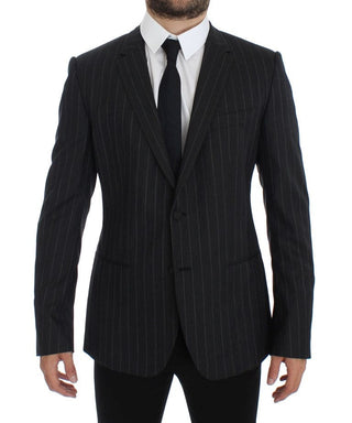 Dolce & Gabbana Blazers IT50 | L / Gray / Material: 95% Wool, 5% Virgin wool Chic Gray Striped Wool Blazer Jacket