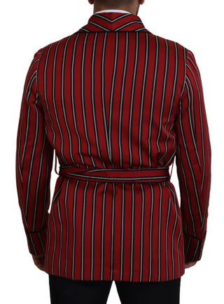 Dolce & Gabbana Blazers Red / IT48 | M / Material: 90% Polyester, 10% Silk Elegant Red Striped Long Robe Luxury Wear