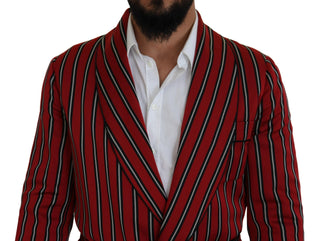 Dolce & Gabbana Blazers Red / IT48 | M / Material: 90% Polyester, 10% Silk Elegant Red Striped Long Robe Luxury Wear