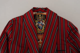 Dolce & Gabbana Blazers Red / IT48 | M / Material: 90% Polyester, 10% Silk Elegant Red Striped Long Robe Luxury Wear