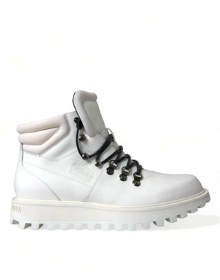 Dolce & Gabbana Boots Elegant White Leather Ankle Boots