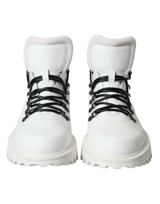 Dolce & Gabbana Boots Elegant White Leather Ankle Boots