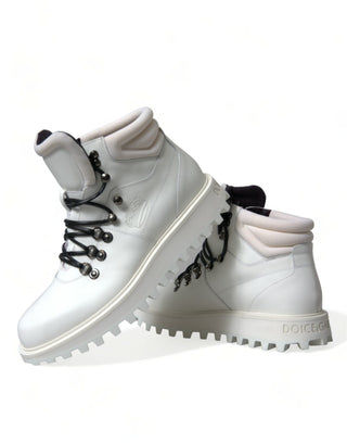 Dolce & Gabbana Boots Elegant White Leather Ankle Boots