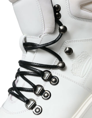 Dolce & Gabbana Boots Elegant White Leather Ankle Boots