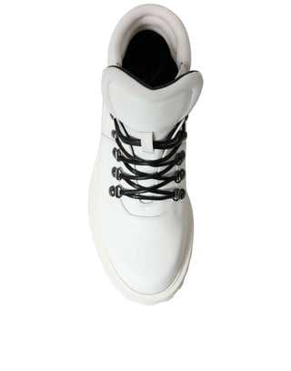 Dolce & Gabbana Boots Elegant White Leather Ankle Boots