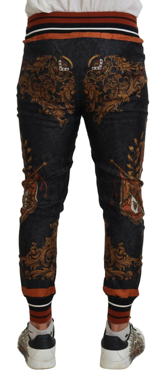 Dolce & Gabbana Clothing Baroque Crown Silk Sweatpants