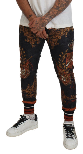 Dolce & Gabbana Clothing Baroque Crown Silk Sweatpants