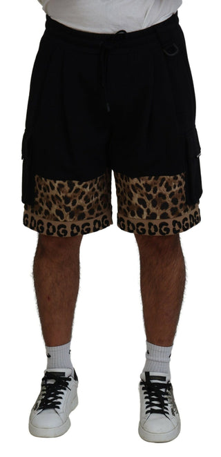 Dolce & Gabbana Clothing Black and Brown / IT48 | M / Material: 50% Cotton 20% Viscose 20% Nylon 5% Elastane Chic Leopard Print Casual Shorts