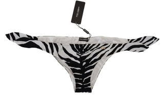 Dolce & Gabbana Clothing Black and White / IT4 | L / Material: 75% Nylon, 25% Elastane Zebra Print Bikini Bottom Elegance